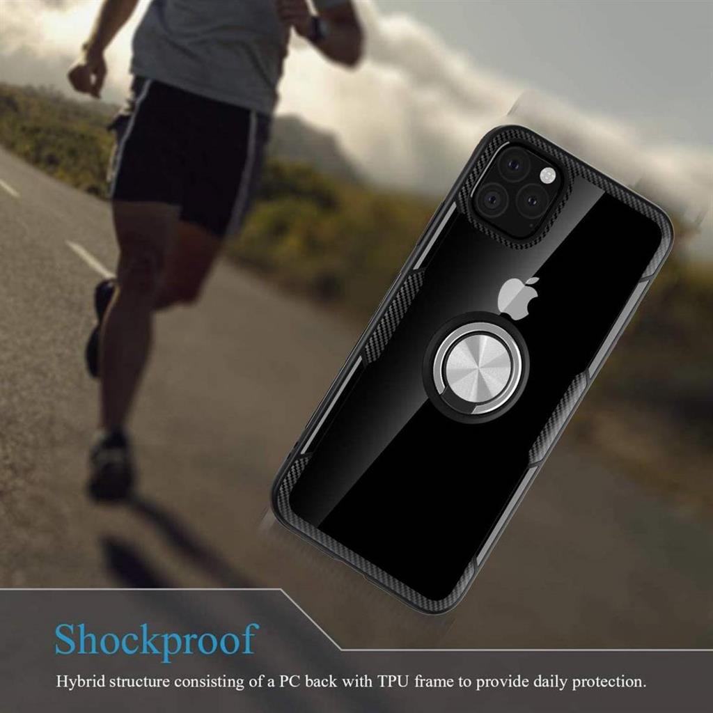 Apple iPhone 12 Pro Max carbon ring hátlap tok, (Fekete)