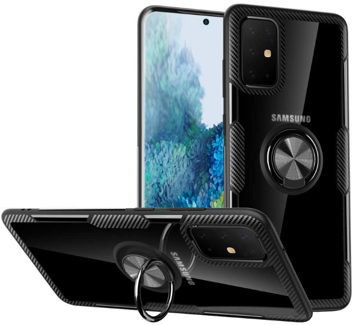 Apple iPhone 12 Pro Max carbon ring hátlap tok, (Fekete)