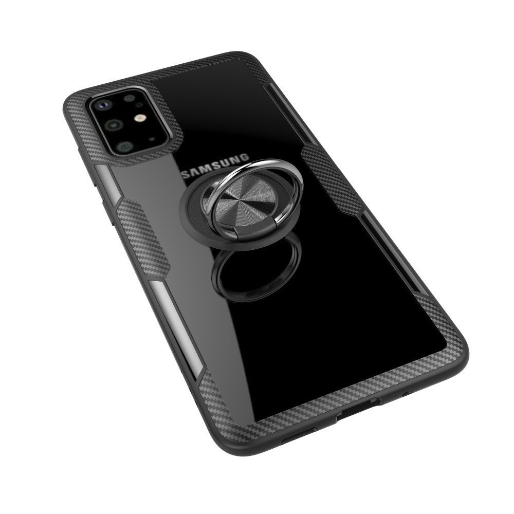 Apple iPhone 12 Pro Max carbon ring hátlap tok, (Fekete)