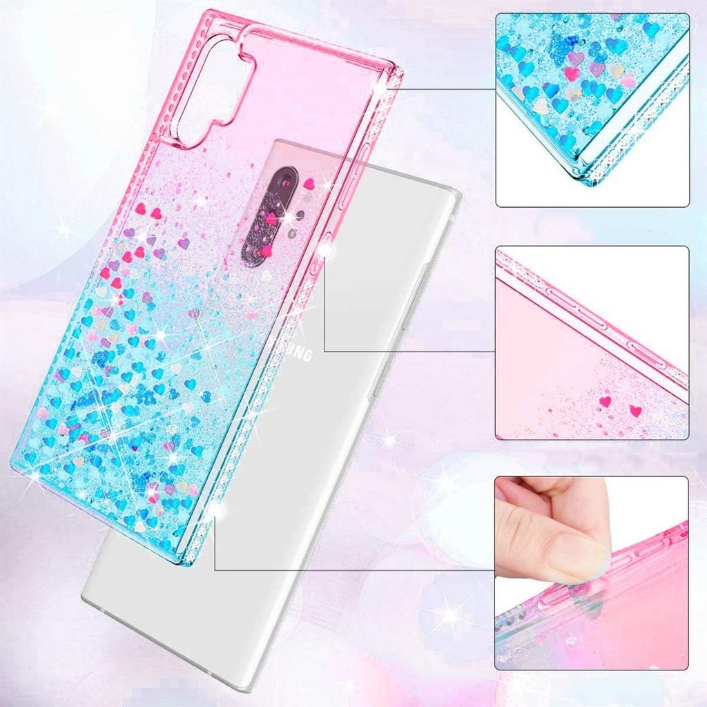 Apple iPhone 12 Pro Max diamond liquid hátlap tok, (pink-kék)