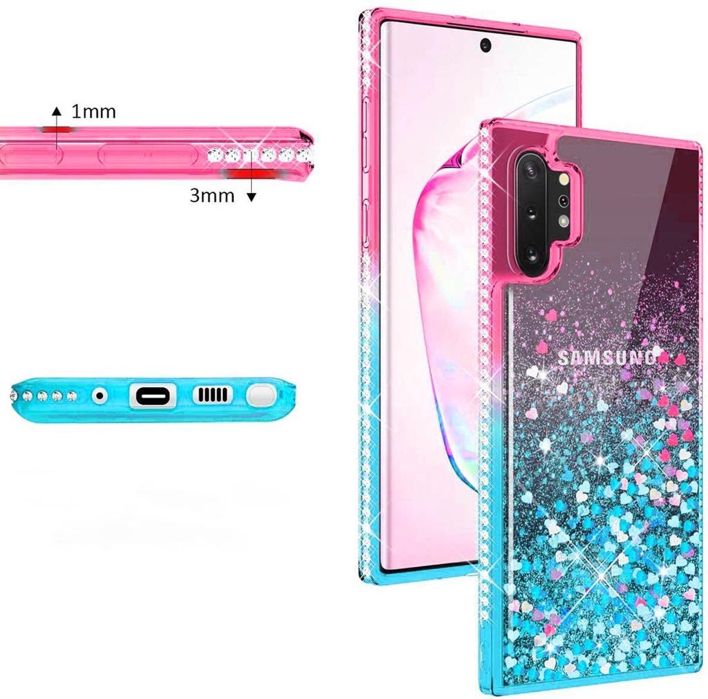 Apple iPhone 12 Pro Max diamond liquid hátlap tok, (pink-kék)