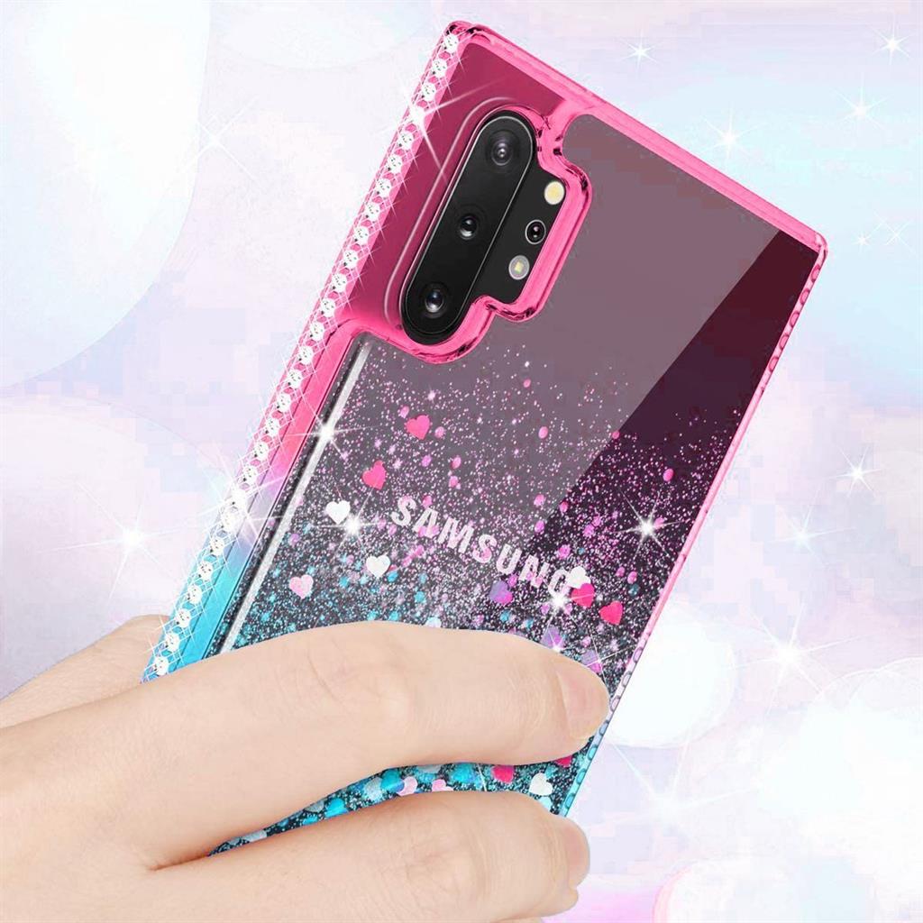Apple iPhone 12 Pro Max diamond liquid hátlap tok, (pink-kék)