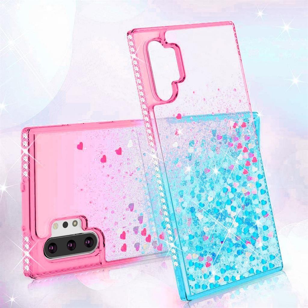 Apple iPhone 12 Pro Max diamond liquid hátlap tok, (pink-kék)