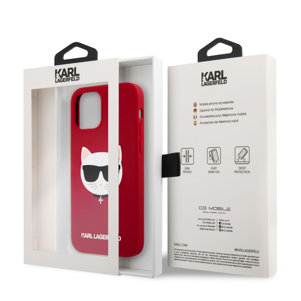 Apple iPhone 12 Pro Max (Piros) Karl Lagerfeld Choupette Head tok - KLHCP12LSLCHRE 0