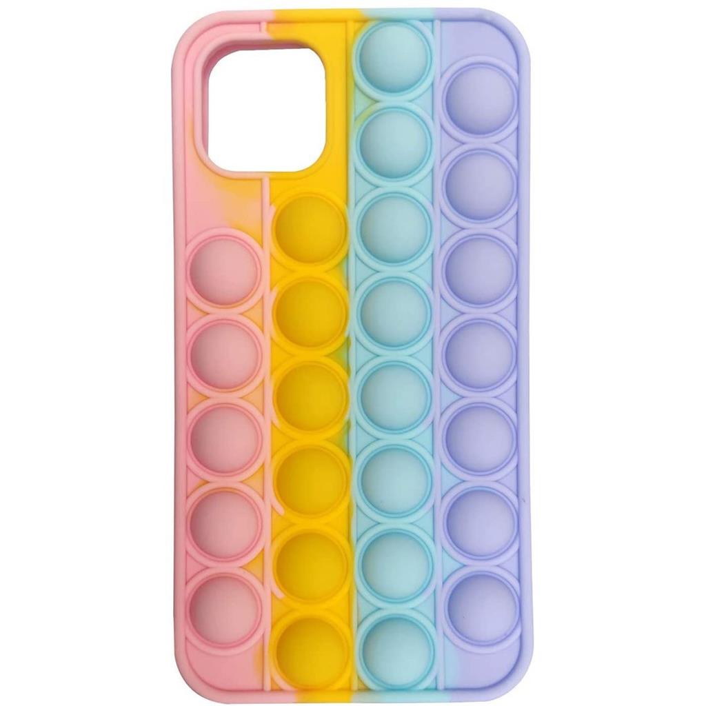Apple iPhone 12 Pro Max push bubble hátlap tok, (pink-sárga-kék-lila)