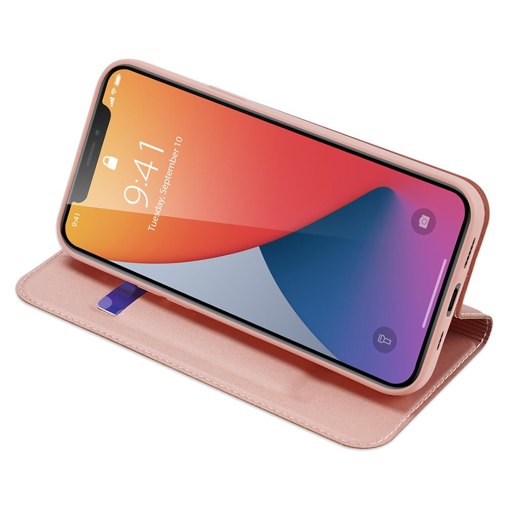 Apple iPhone 12/12 Pro DUX DUCIS skin bőr notesz tok (Rózsaszín)