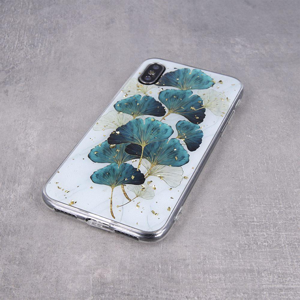 Apple iPhone 12 / iPhone 12 Pro gold glam hátlap tok (Levelek)