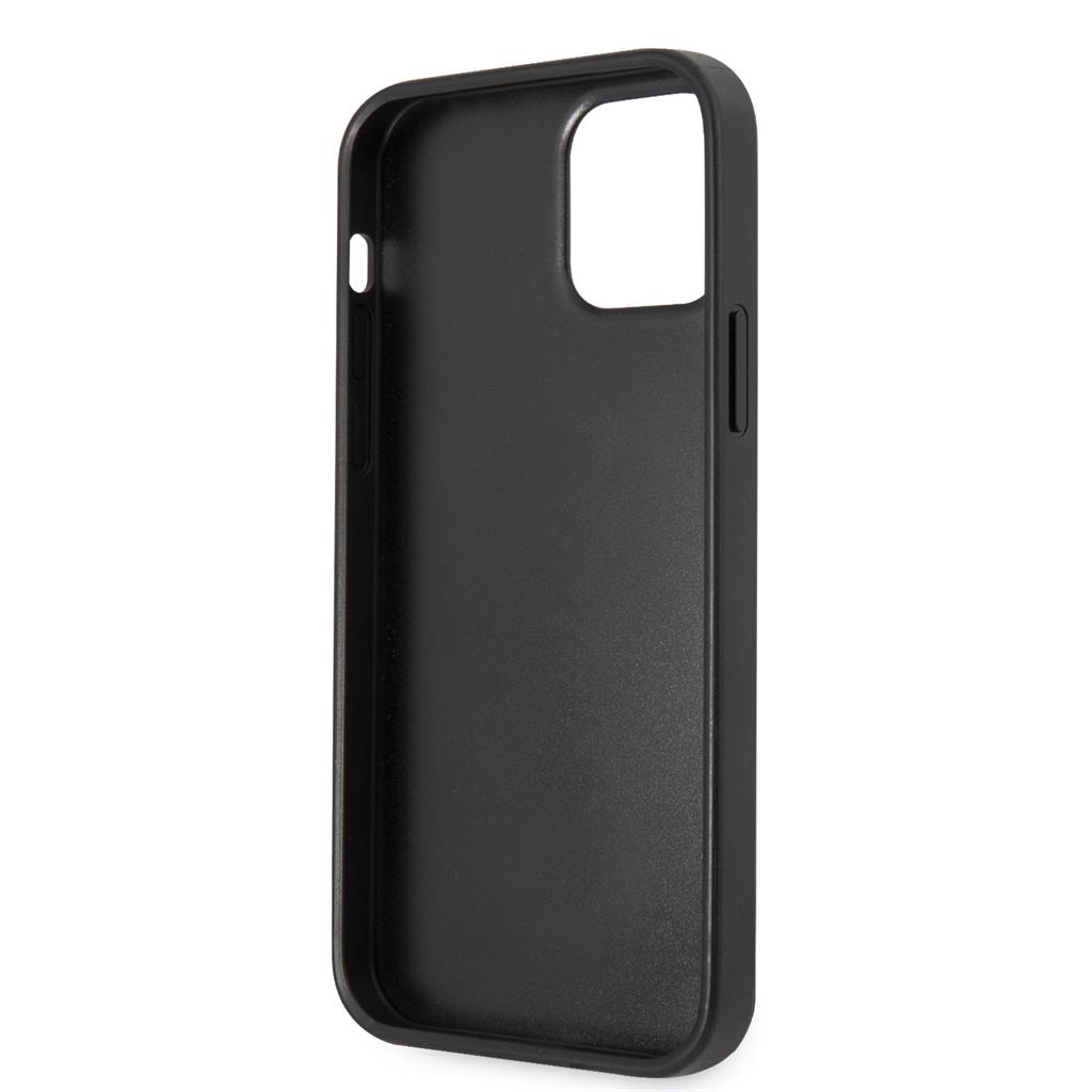 Apple iPhone 12 / iPhone 12 Pro GUESS PU 4G Metal Logo hátlap tok (Szürke - GUHCP12M4GMGGR)