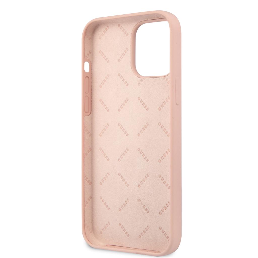 Apple iPhone 12/12 Pro Guess Silicone Line Triangle tok (Rózsaszín) - GUHCP12MSLTGP