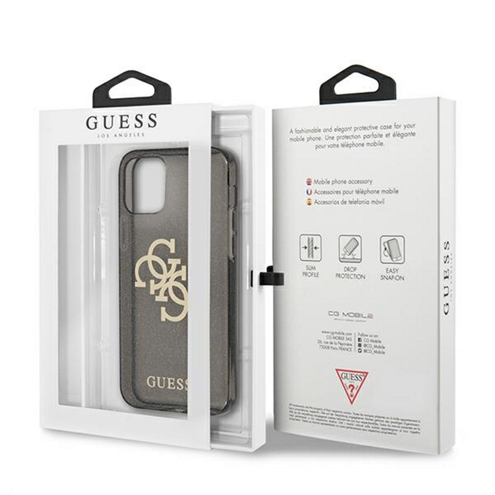 Apple iPhone 12 / 12 Pro Guess TPU Big 4G Full Glitter tok (Fekete) – GUHCP12MPCUGL4GBK
