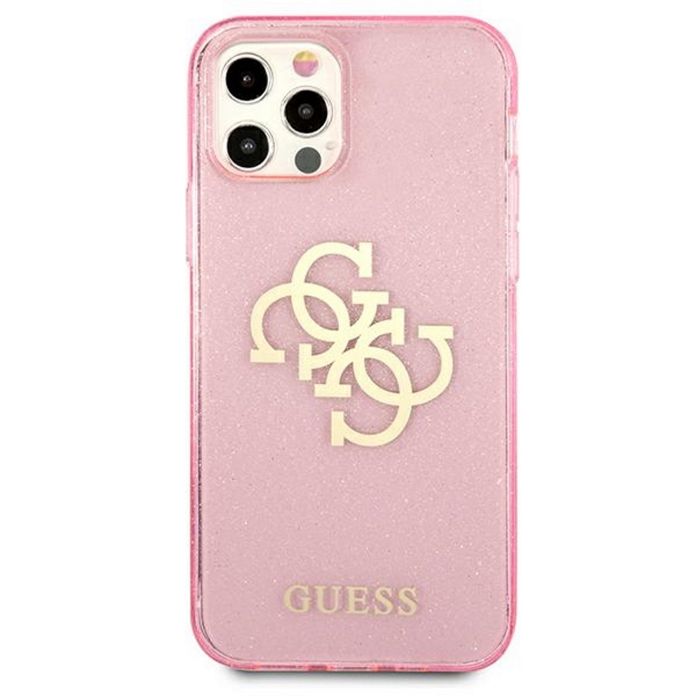Apple iPhone 12 / iPhone 12 Pro GUESS TPU Big 4G Full Glitter iPhone hátlap tok (Rózsaszín - GUHCP12MPCUGL4GPI)