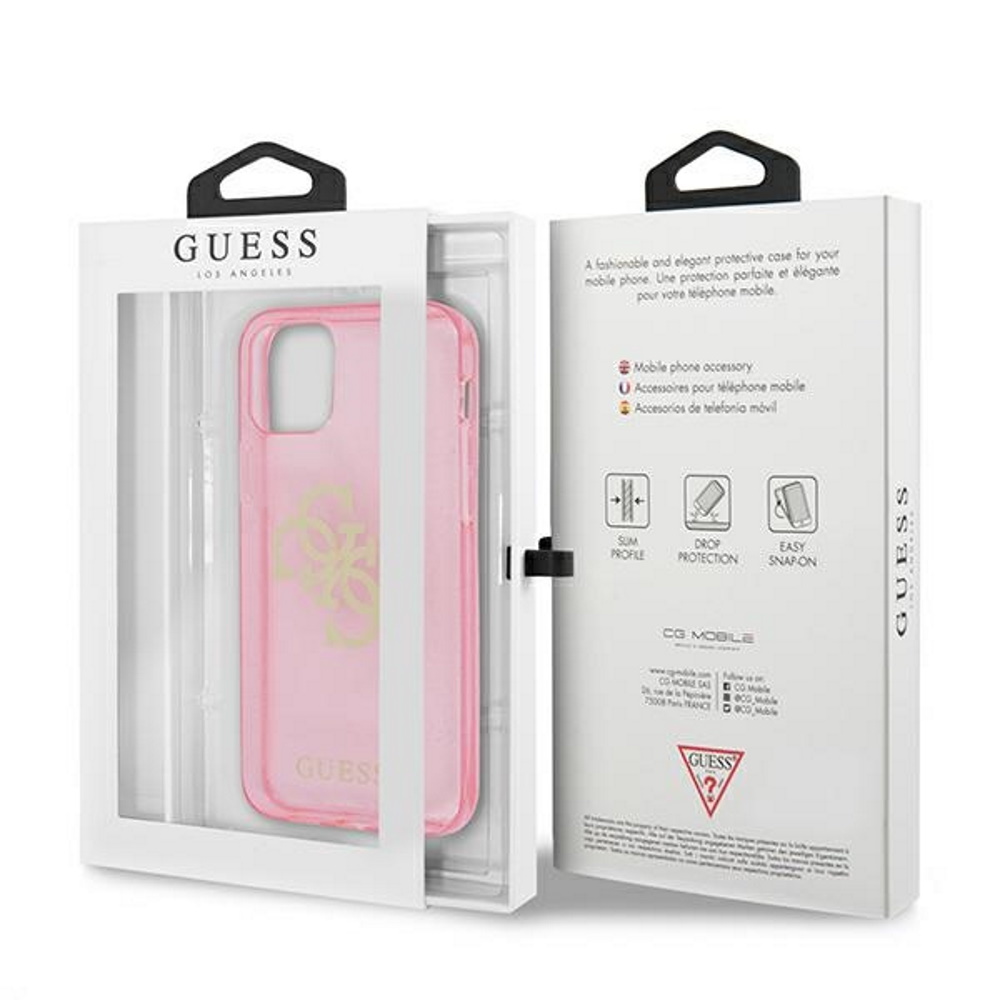 Apple iPhone 12 / iPhone 12 Pro GUESS TPU Big 4G Full Glitter iPhone hátlap tok (Rózsaszín - GUHCP12MPCUGL4GPI)