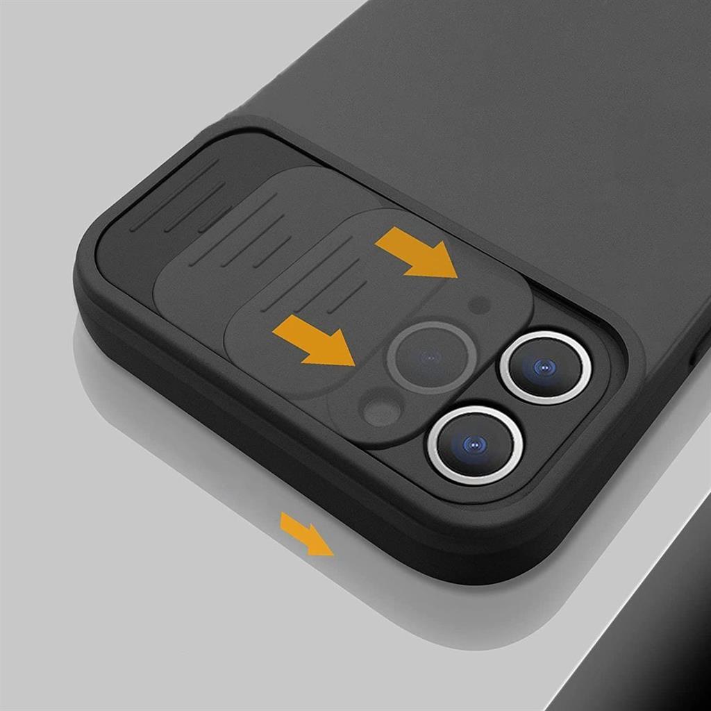 Apple iPhone 12/12 Pro kamera védős szilikon hátlap tok (Fekete)