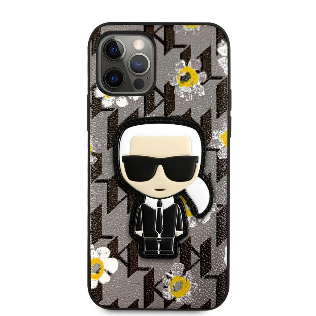 Apple iPhone 12/12 Pro Karl Lagerfeld Ikonik Flowertok (Szürke) – KLHCP12MPMNFIK1