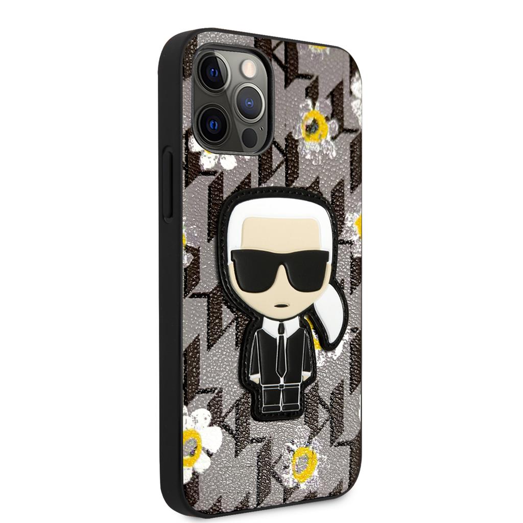 Apple iPhone 12/12 Pro Karl Lagerfeld Ikonik Flowertok (Szürke) – KLHCP12MPMNFIK1