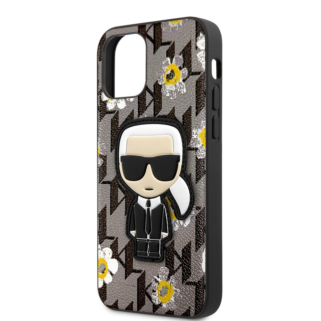 Apple iPhone 12/12 Pro Karl Lagerfeld Ikonik Flowertok (Szürke) – KLHCP12MPMNFIK1