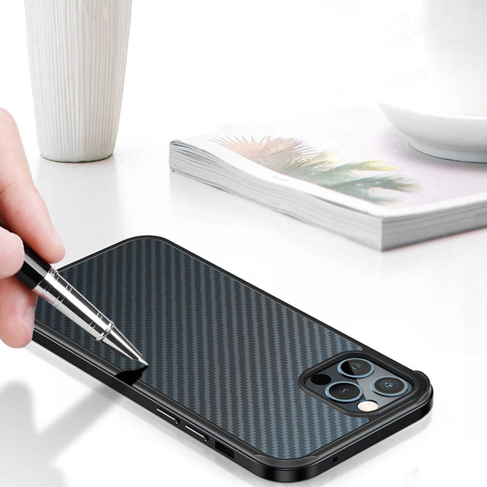 Apple iPhone 12/12 Pro Sulada carbon fiber hátlap tok (Fekete)