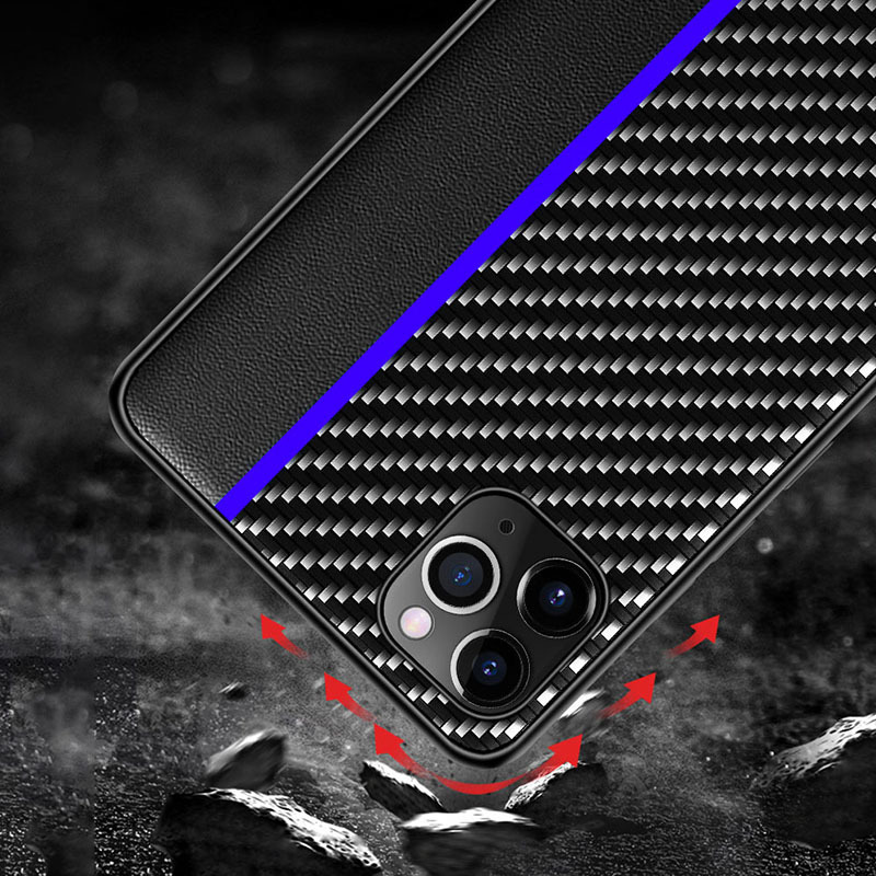 Apple iPhone 13 MOTO carbon hátlap tok (Fekete Kék Csíkkal) 1