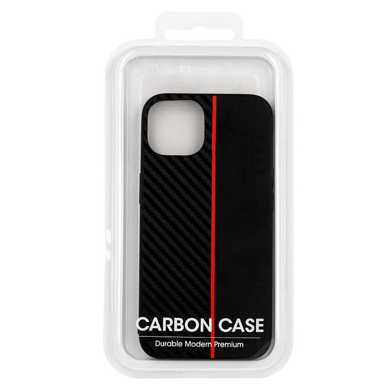 Apple iPhone 13 MOTO carbon hátlap tok (Fekete Piros Csíkkal) 3