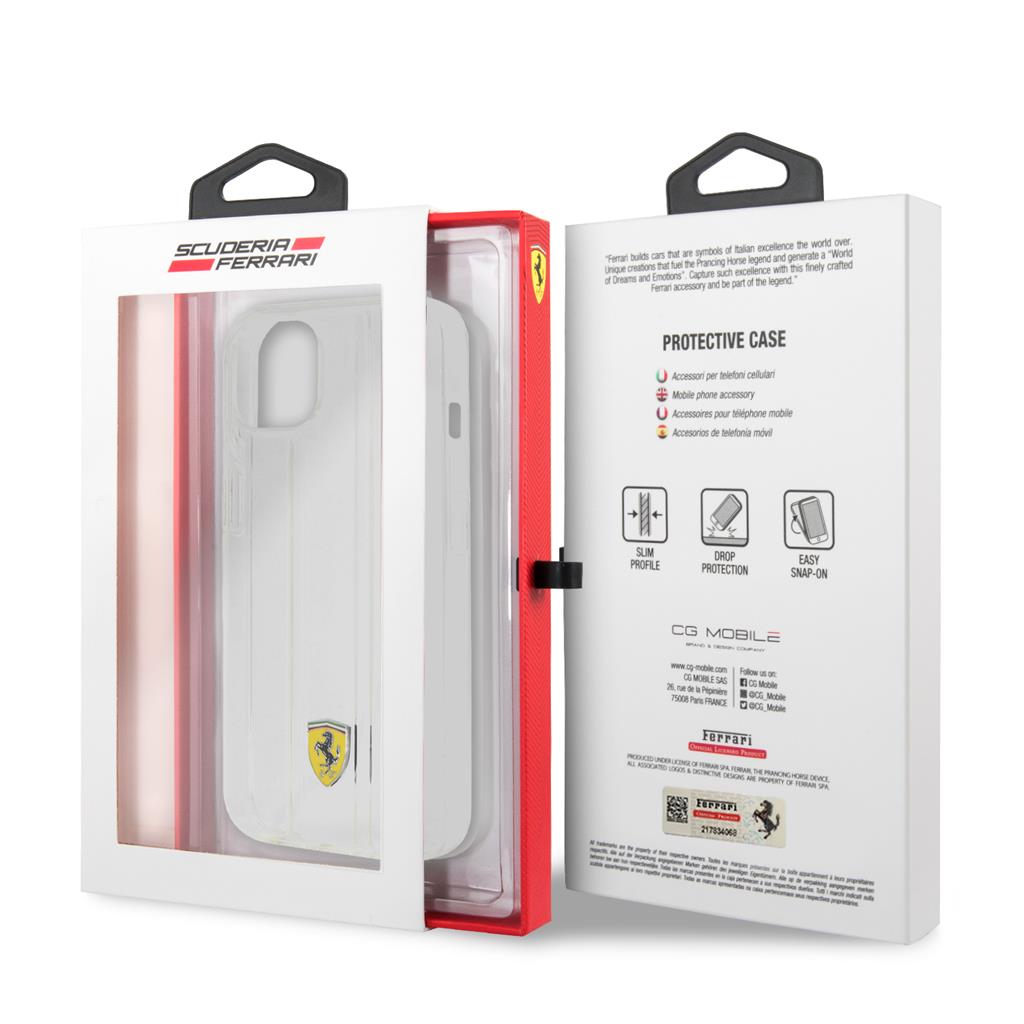Apple iPhone 13 Ferrari 3D stripes prémium hátlap tok (Átlátszó) - FES3SHCP13MTR