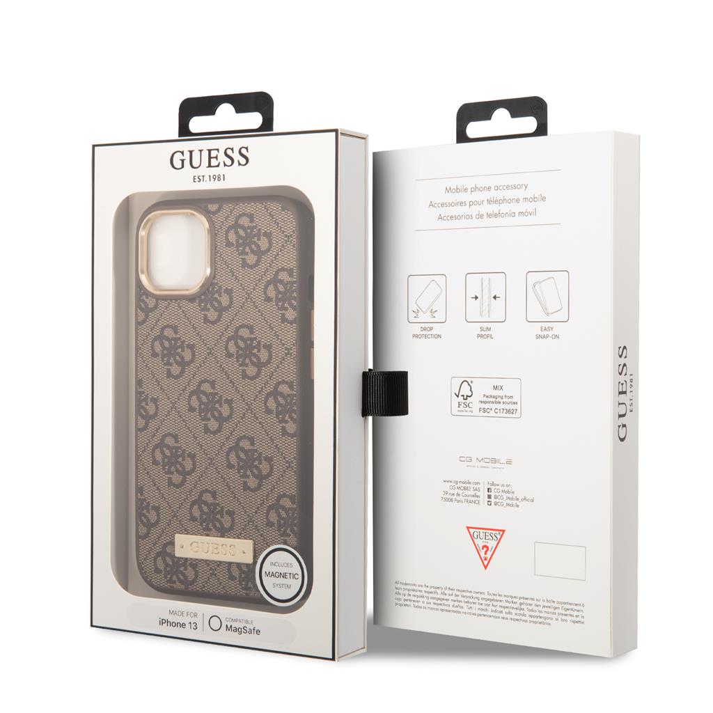 Apple iPhone 13 Guess PU 4G MagSafe tok (Barna) - GUHMP13MU4GPRW