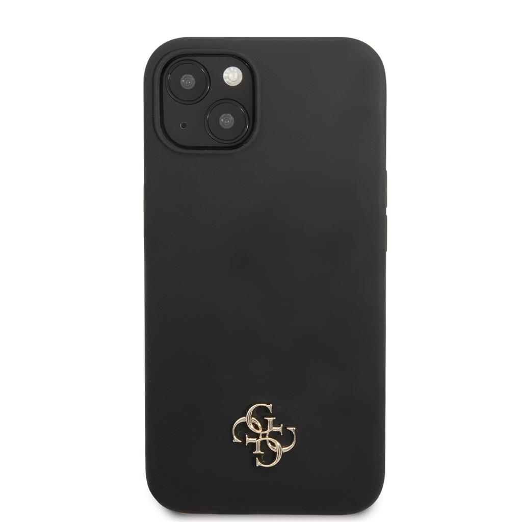 Apple iPhone 13 Guess 4G Silicone Metal Logo tok (Fekete) - GUHCP13MS4LK