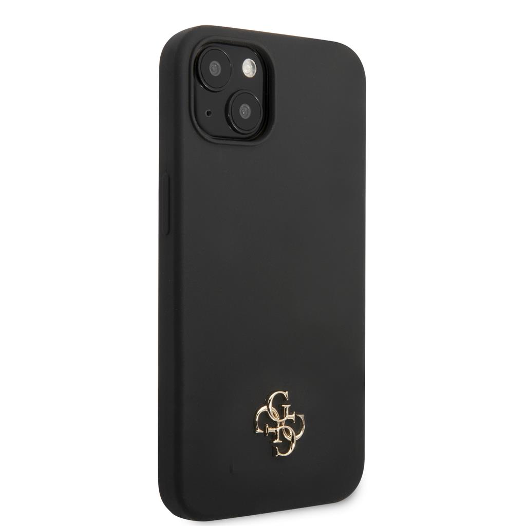 Apple iPhone 13 Guess 4G Silicone Metal Logo tok (Fekete) - GUHCP13MS4LK