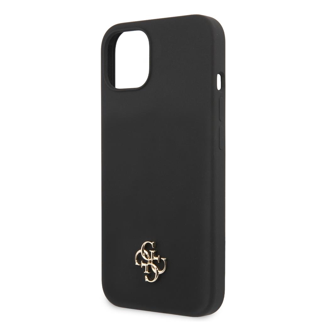 Apple iPhone 13 Guess 4G Silicone Metal Logo tok (Fekete) - GUHCP13MS4LK