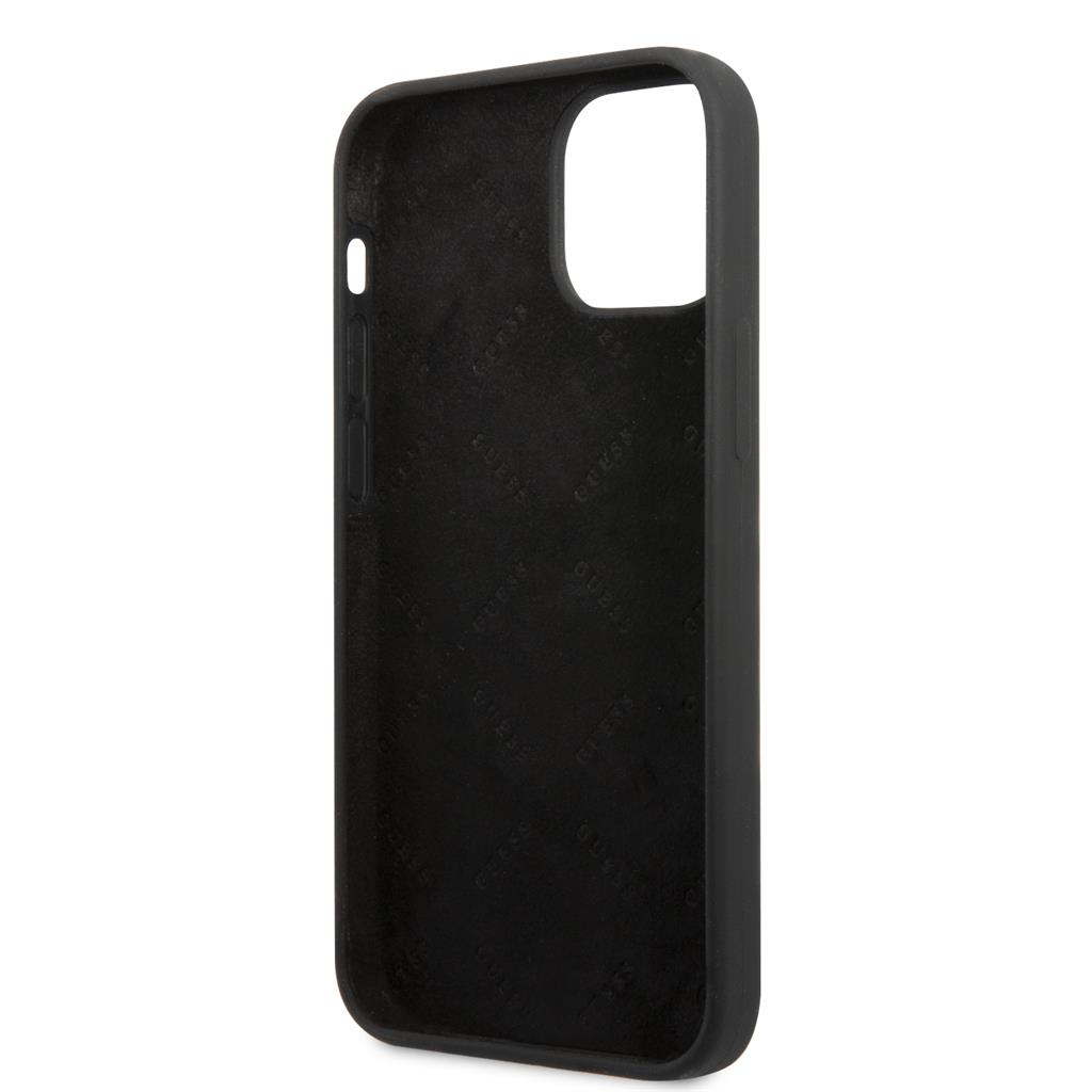 Apple iPhone 13 Guess 4G Silicone Metal Logo tok (Fekete) - GUHCP13MS4LK