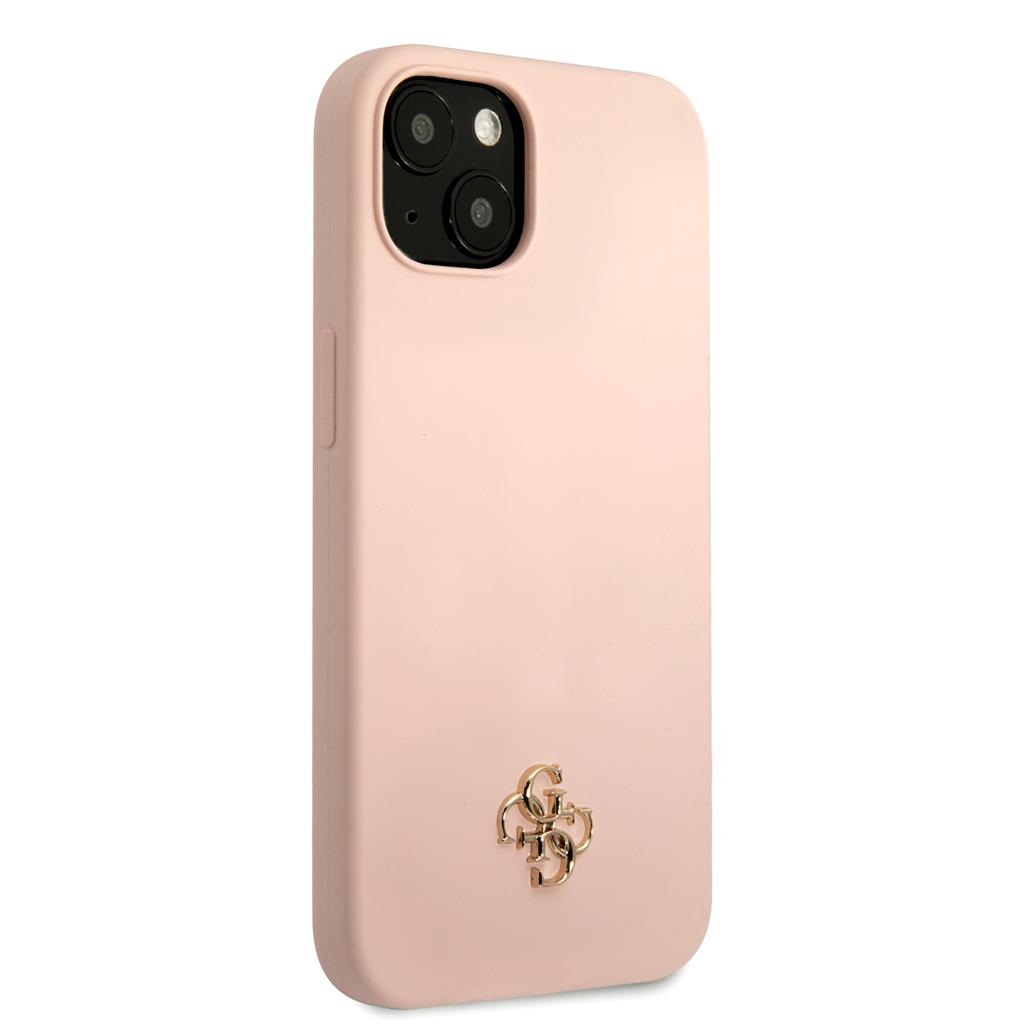 Apple iPhone 13 Guess 4G Silicone Metal Logo tok (Rózsaszín) - GUHCP13MS4LP