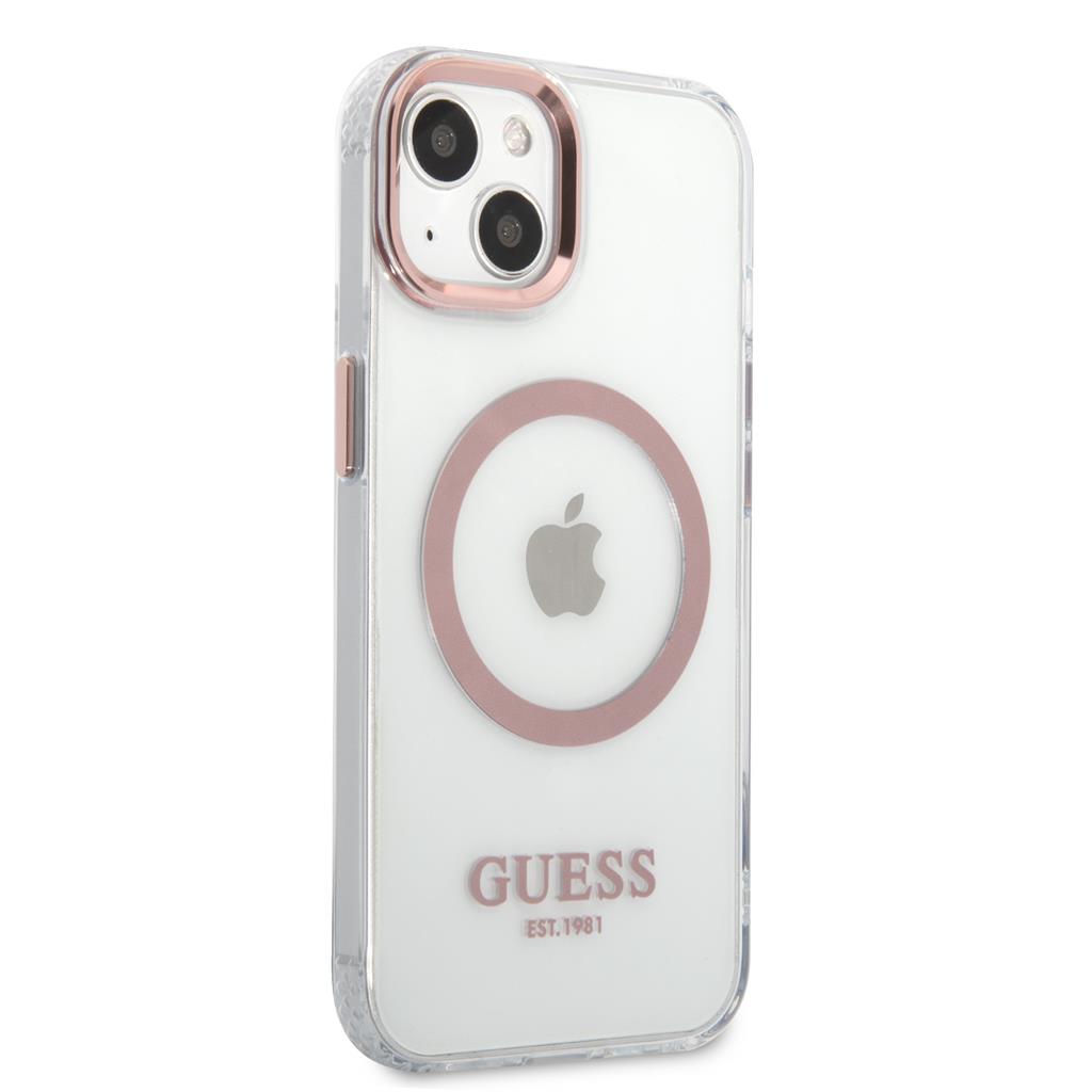 Apple iPhone 13 Guess átlátszó MagSafe tok (Rózsaszín) – GUHMP13MHTRMP