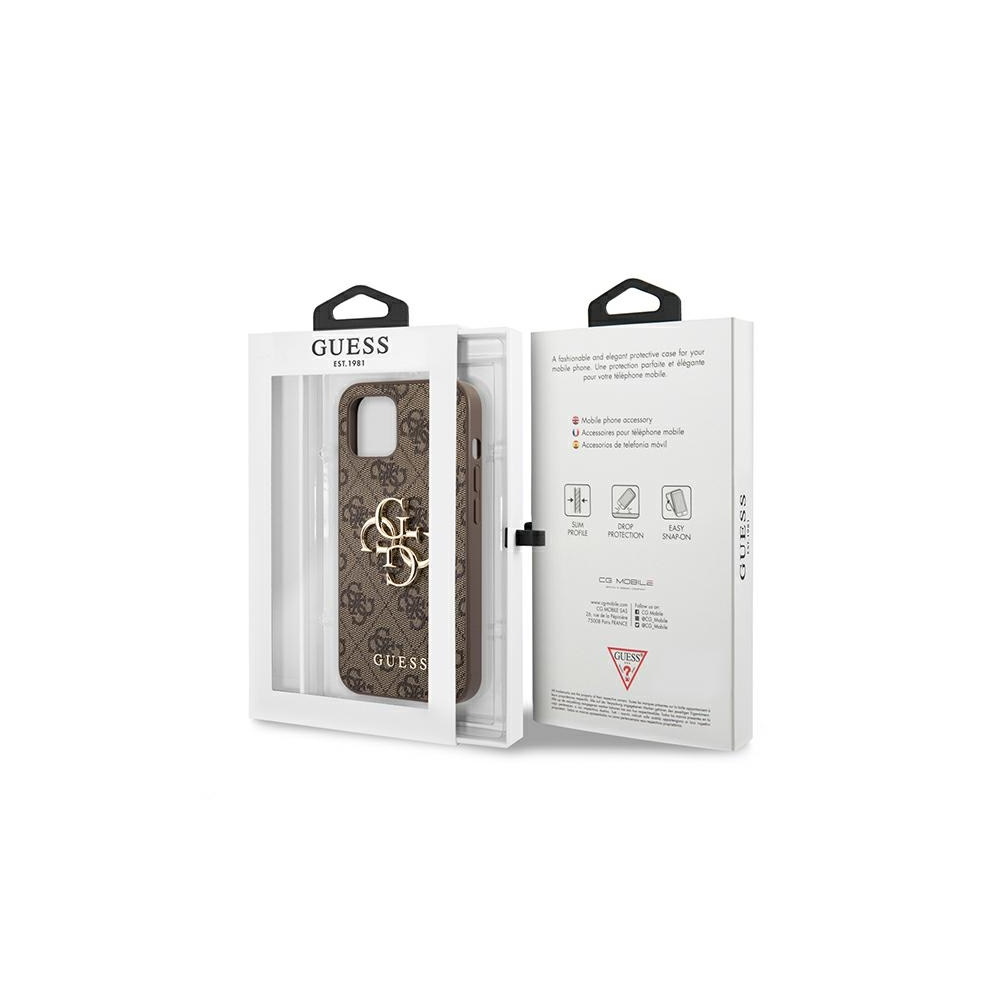 Apple iPhone 13 Guess PU 4G Metal Logo tok (Barna) - GUHCP13M4GMGBR