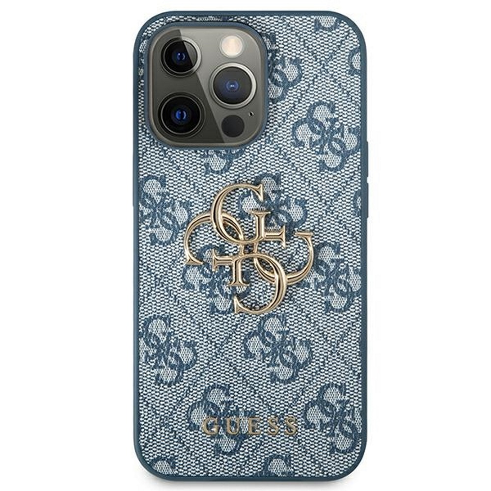 Apple iPhone 13 Guess PU 4G Metal Logo tok (Kék) - GUHCP13M4GMGBL