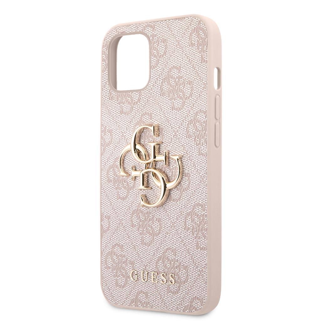 Apple iPhone 13 Guess PU 4G Metal Logo tok (Rózsaszín) - GUHCP13M4GMGPI