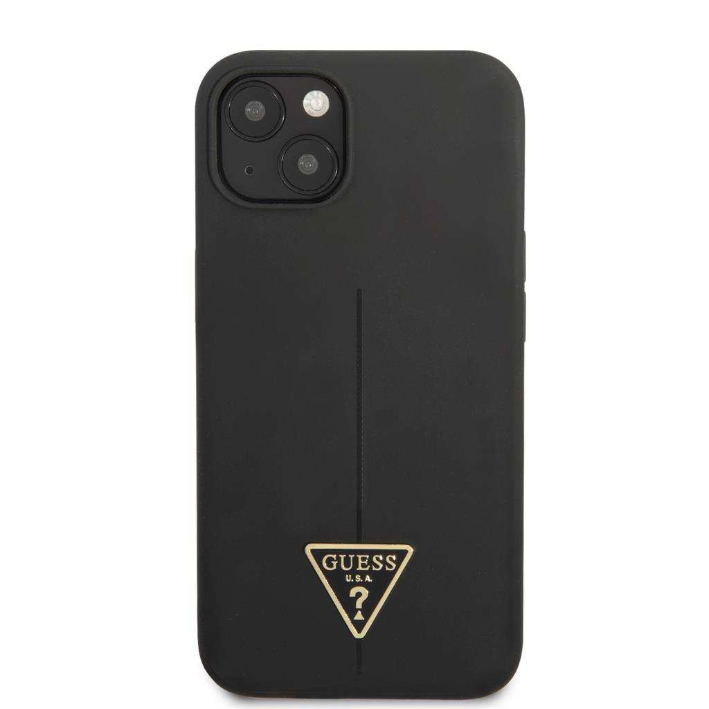 Apple iPhone 13 Guess Silicone Line Triangle tok (Fekete) - GUHCP13MSLTGK