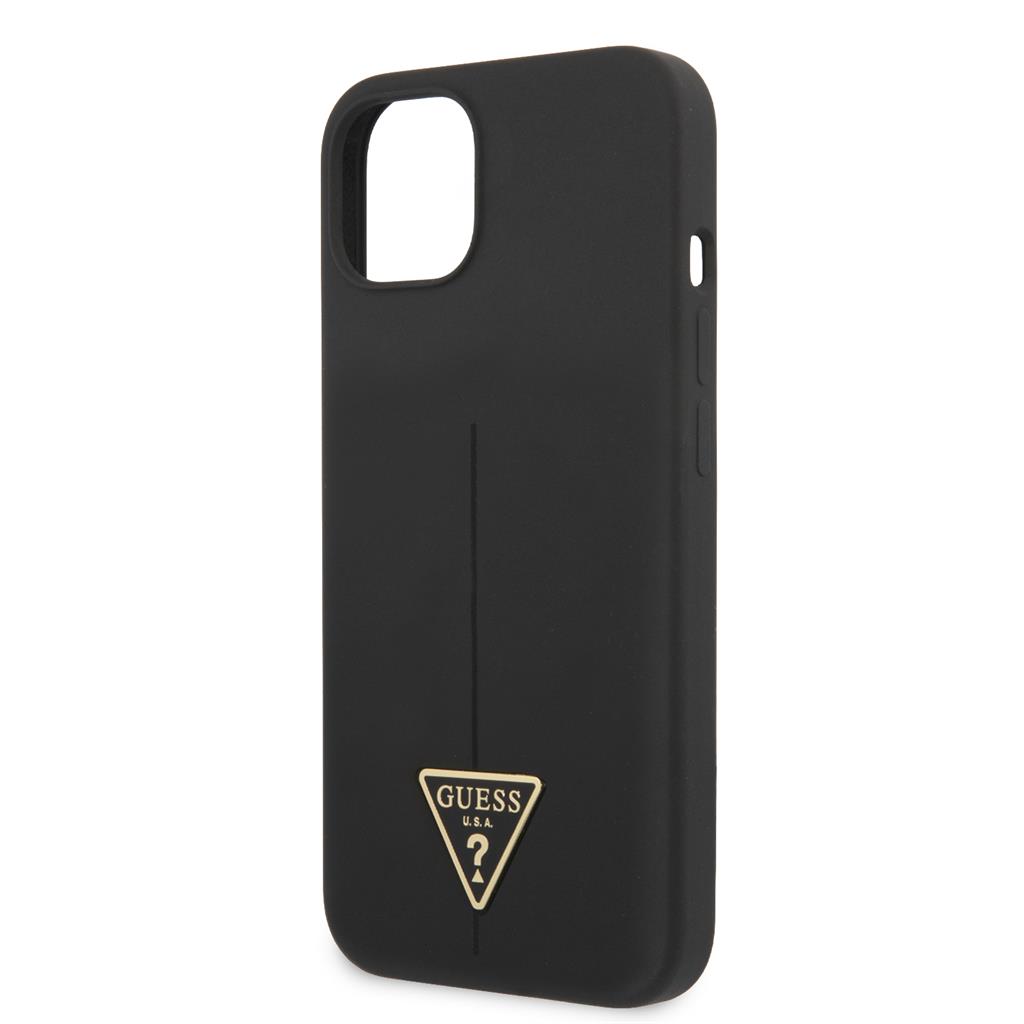 Apple iPhone 13 Guess Silicone Line Triangle tok (Fekete) - GUHCP13MSLTGK