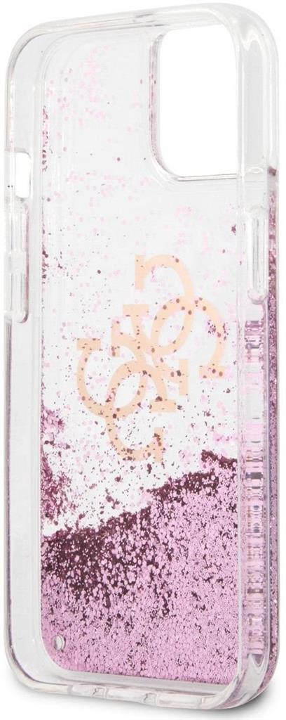 Apple iPhone 13 Guess TPU Big 4G Liquid Glitter tok (Rózsaszín - Átlátszó) – GUHCP13MLG4GPI