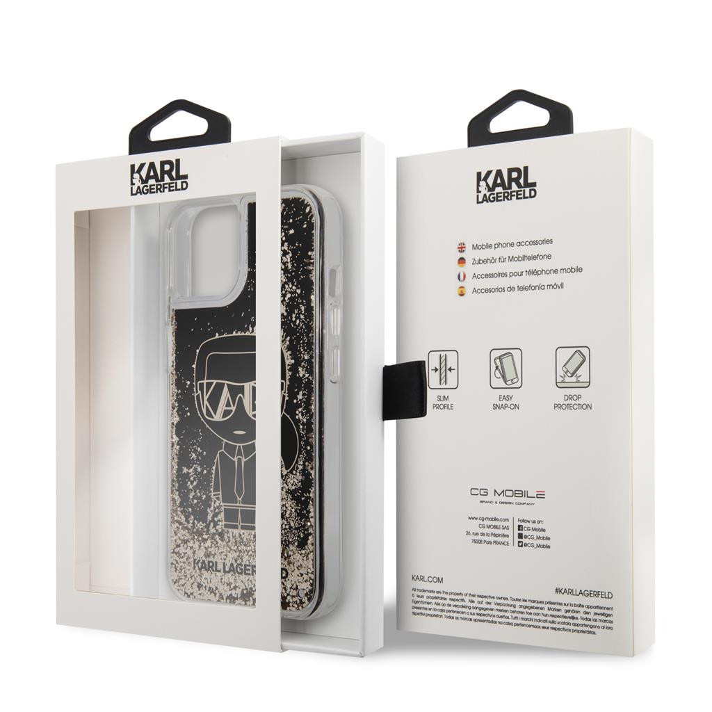 Apple iPhone 13 Karl Lagerfeld Liquid Glitter Gatsby tok (Fekete) – KLHCP13MLGGKBK