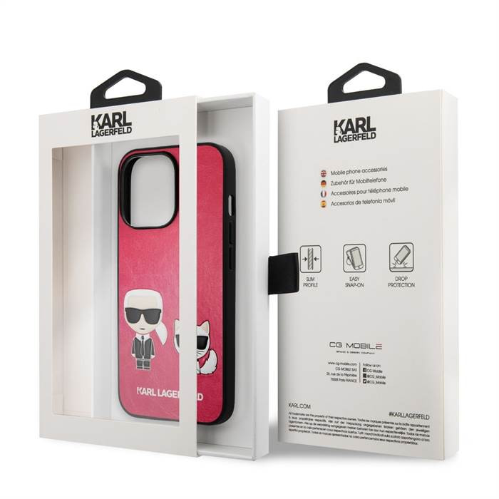 Apple iPhone 13 Karl Lagerfeld & Choupette PU bőrtok (Fukszia) – KLHCP13MPCUSKCP