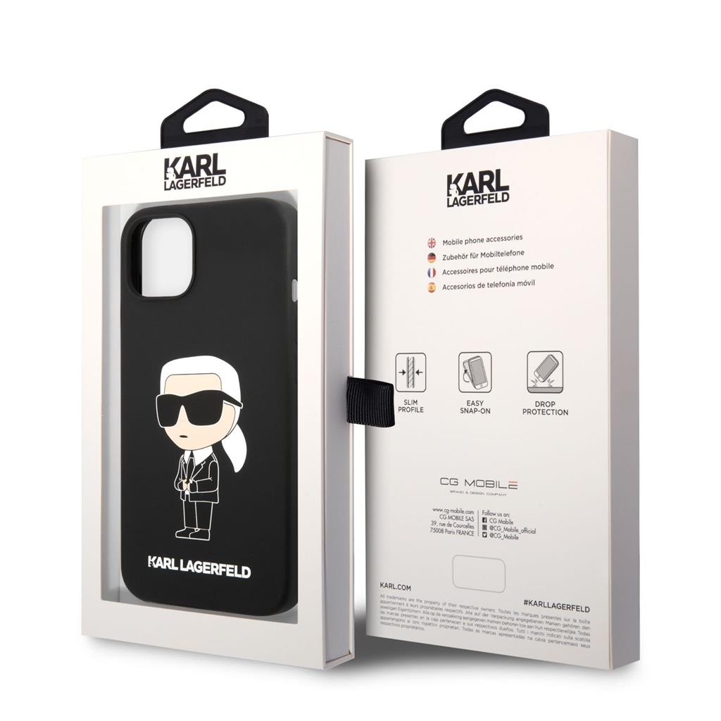 Apple iPhone 13 Karl Lagerfeld Liquid Silicone Ikonik NFT tok (Fekete) – KLHCP13MSNIKBCK