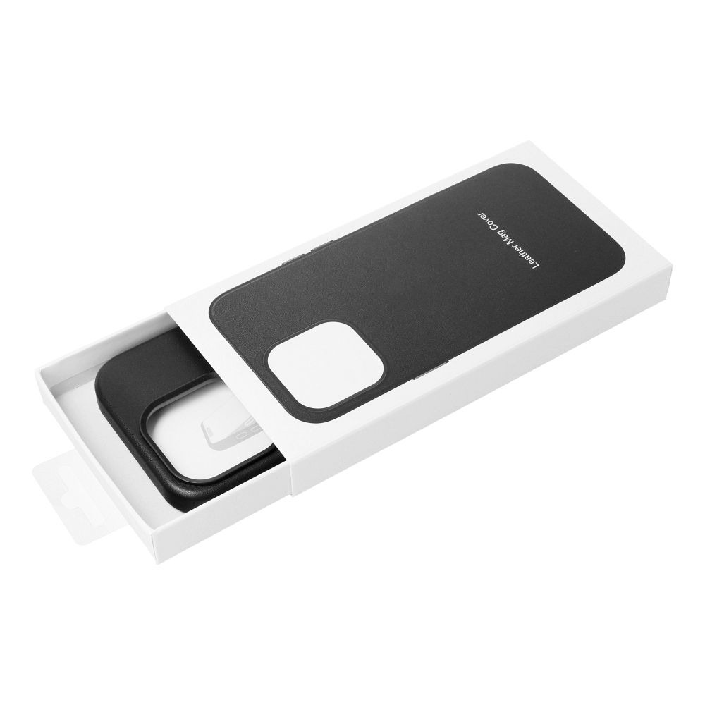 Apple iPhone 13 Leather Mag magsafe hátlap tok (Fekete) 2