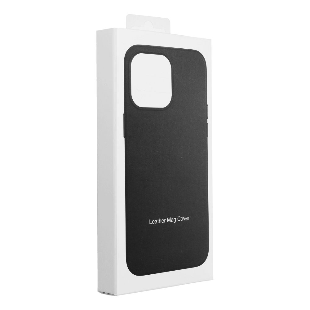 Apple iPhone 13 Leather Mag magsafe hátlap tok (Fekete) 3