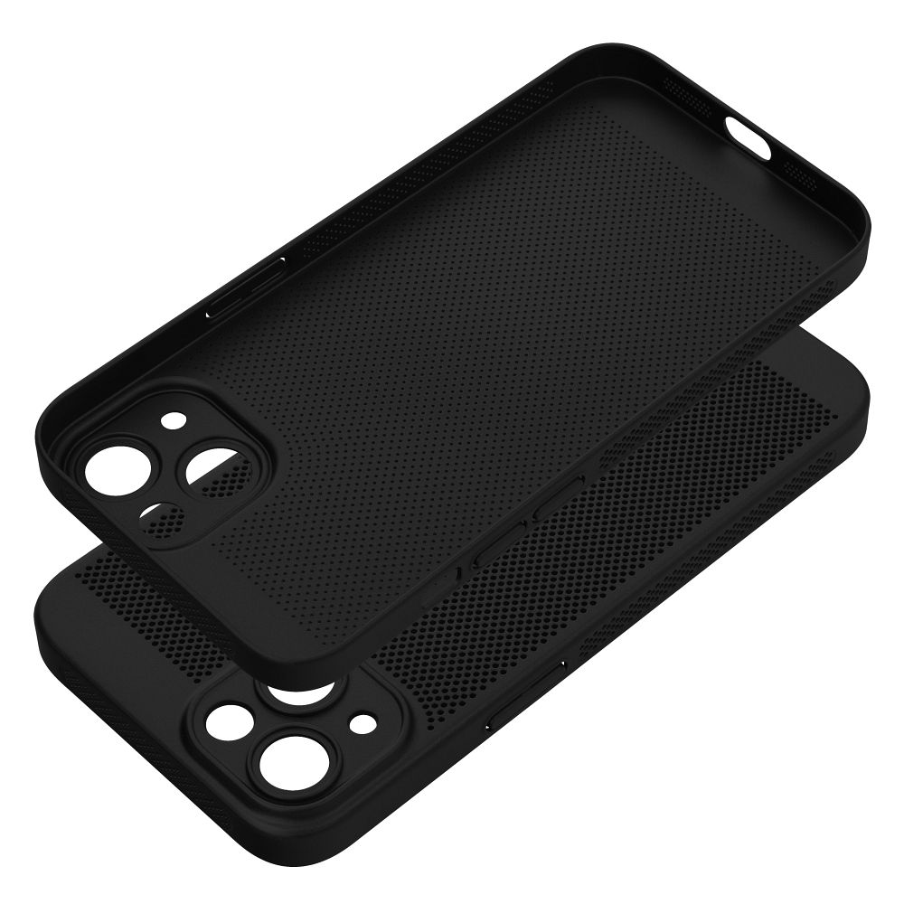 Apple iPhone 13 Breezy lyukacsos műanyag hátlap tok (Fekete) 0