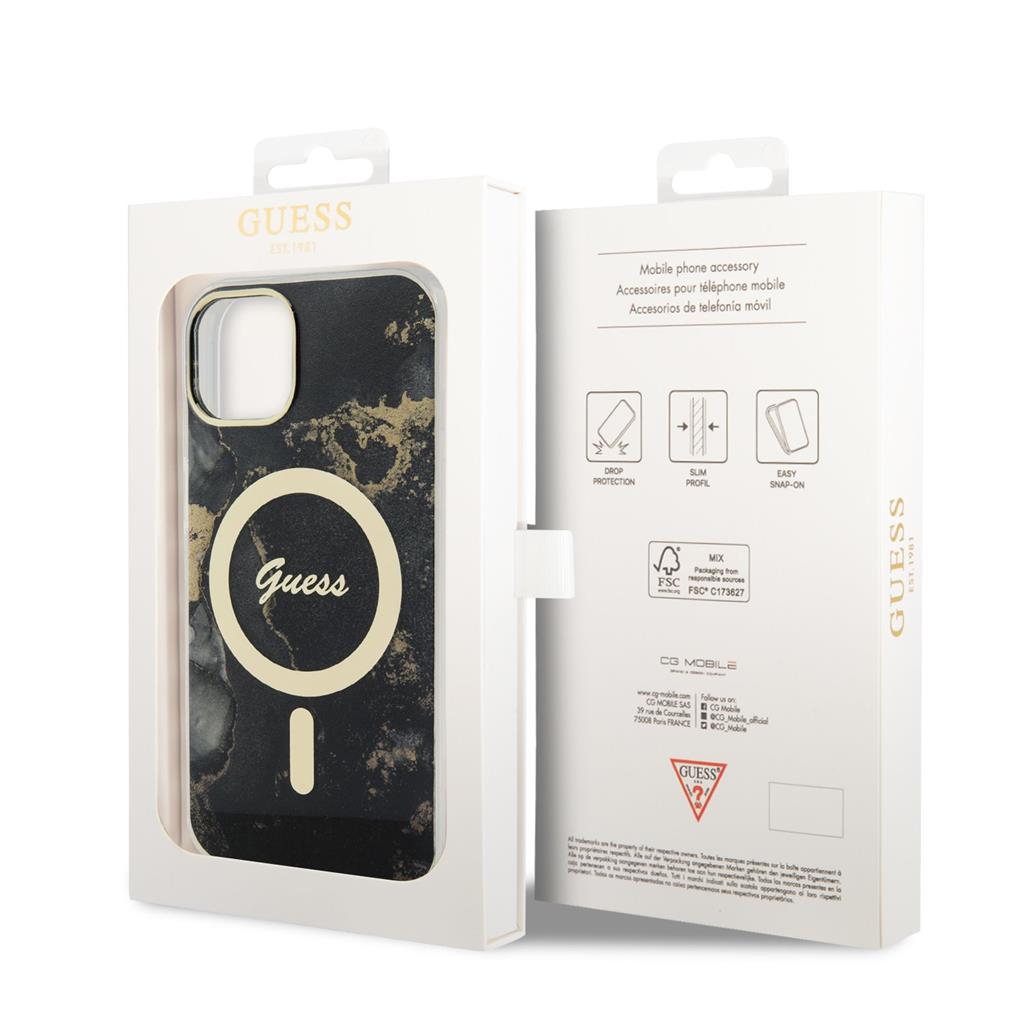 Apple iPhone 13 Guess Marble IML MagSafe tok (Fekete) - GUHMP13MHTMRSK