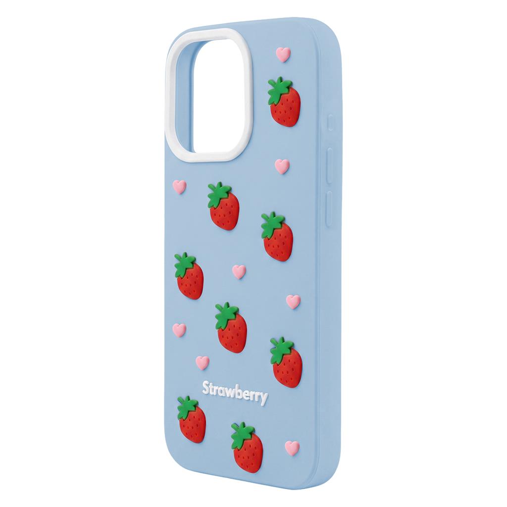 Apple iPhone 13 / iPhone 14 / iPhone 15 Strawberry hátlap tok (Kék)