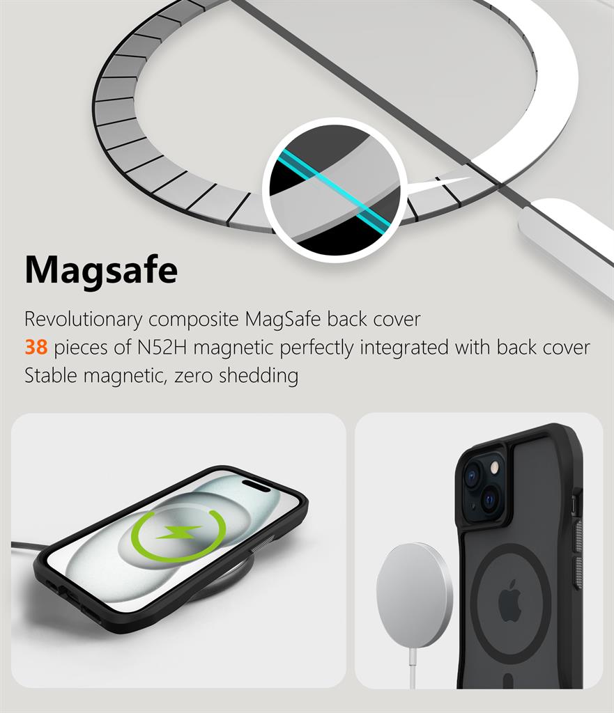 Apple iPhone 13 / iPhone 14 / iPhone 15 TOKO Octagon magsafe hátlap tok (Fekete)