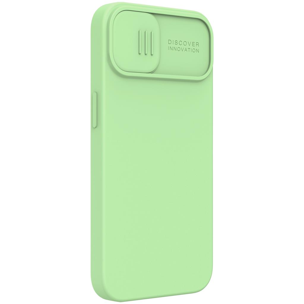 Apple iPhone 13 / iPhone 14 Nillkin camshield silky silicone MAGSAFE hátlap tok (Zöld)