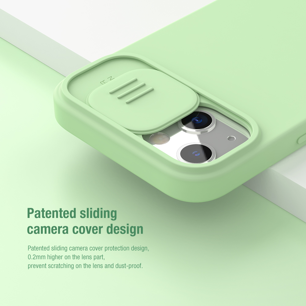 Apple iPhone 13 / iPhone 14 Nillkin camshield silky silicone MAGSAFE hátlap tok (Zöld)