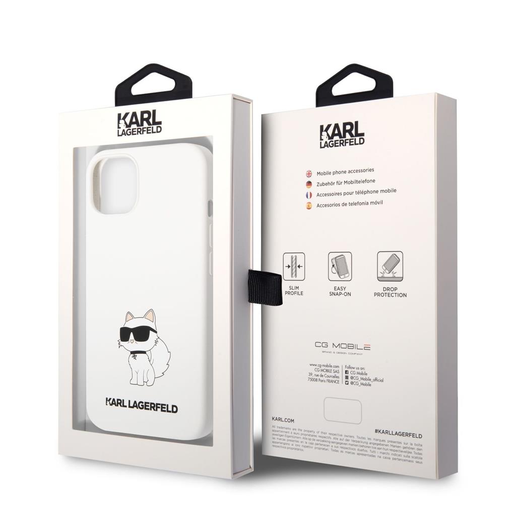 Apple iPhone 13 Karl Lagerfeld Liquid Silicone Choupette NFT tok (Fehér) – KLHCP13MSNCHBCH