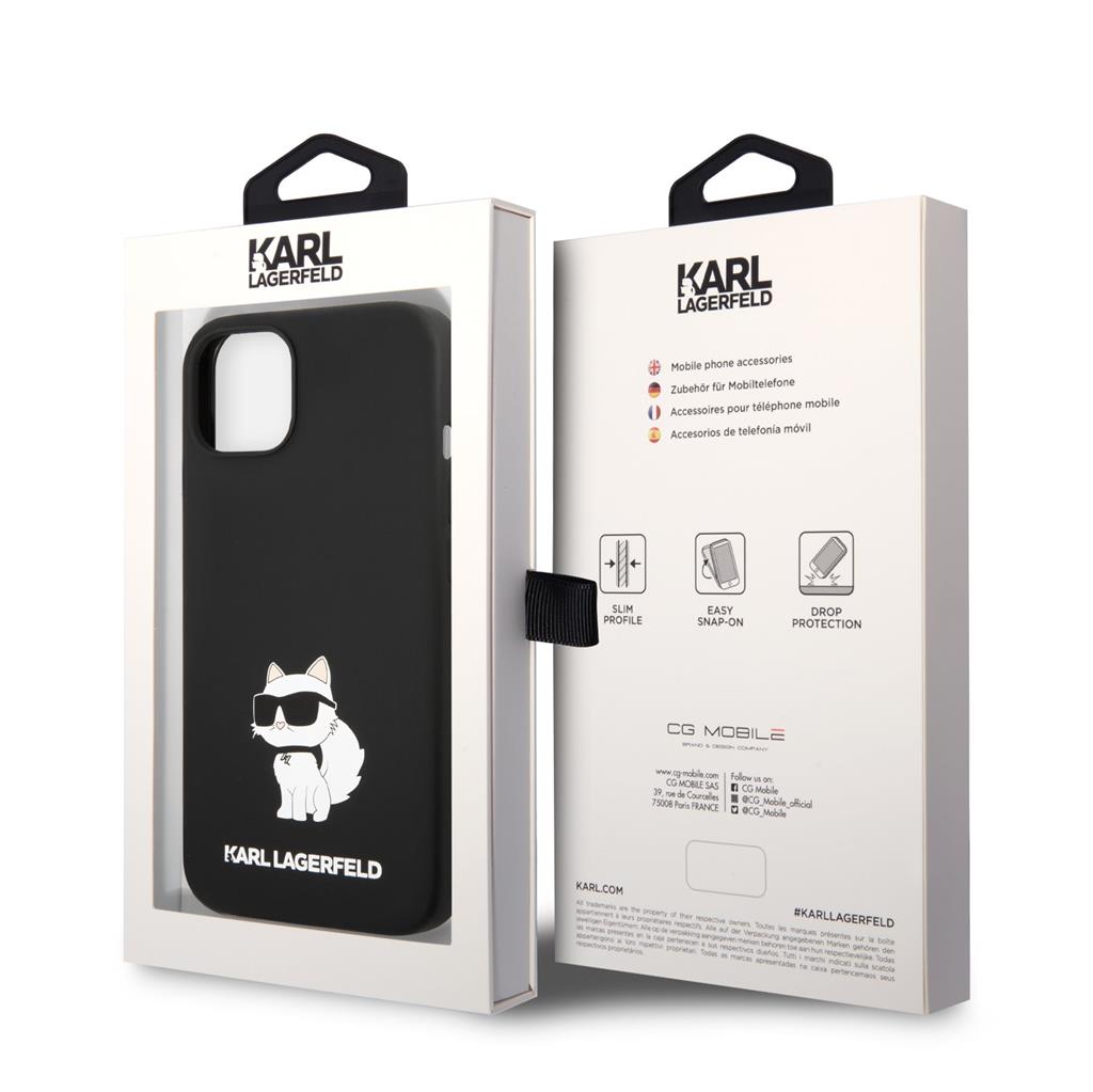 Apple iPhone 13 Karl Lagerfeld Liquid Silicone Choupette NFT tok (Fekete) – KLHCP13MSNCHBCK